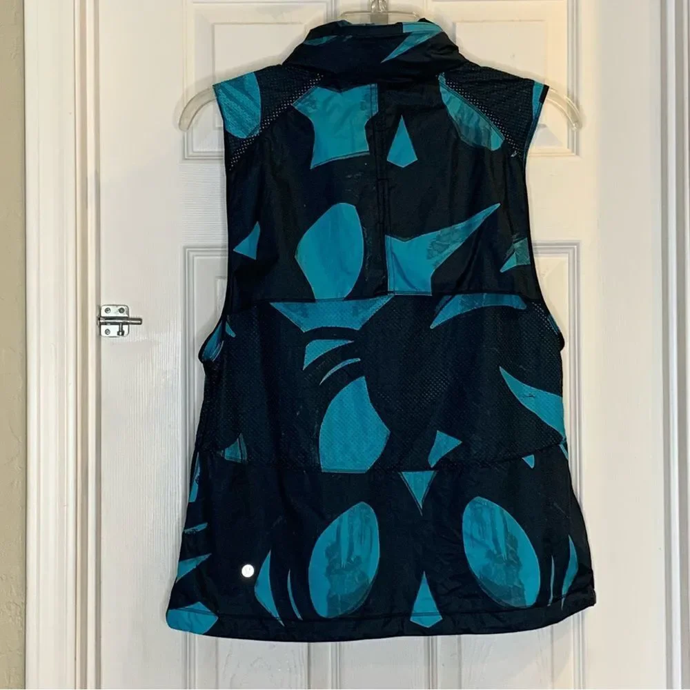 Lululemon Pack-It Vest Back Spin Stroke Peacock Blue Black Size 12
